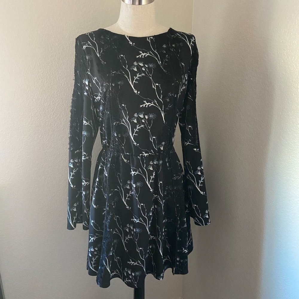 Thakoon Addition Floral Print Short Dress In Black Color Sz 6